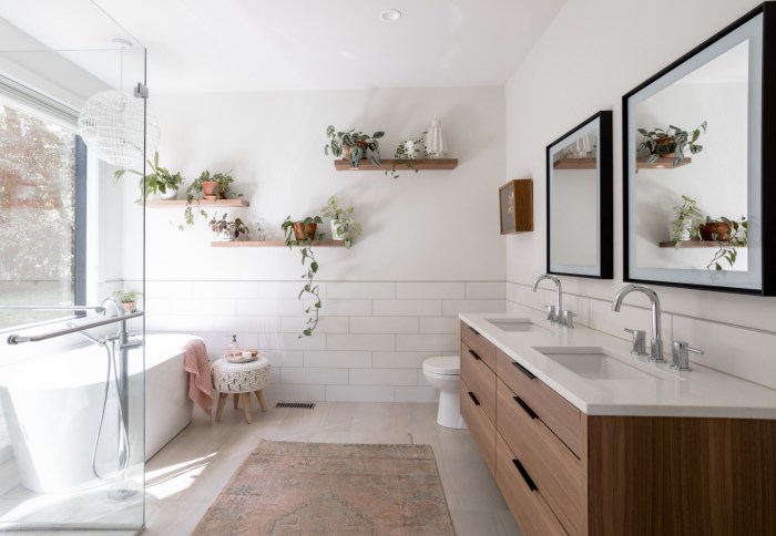 Bathroom scandinavian vanity small nordic digsdigs designs tub oval potted greenery floor wood white