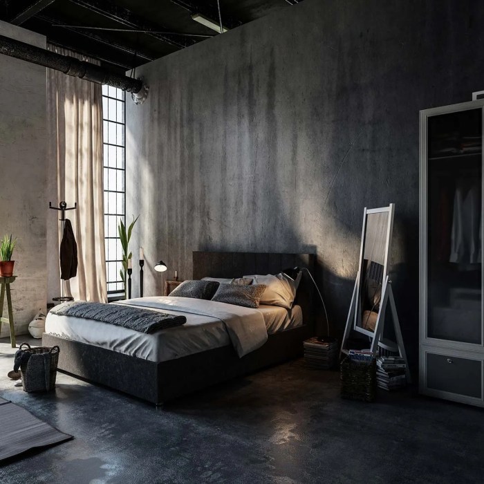 Desain kamar tidur industrial untuk ruang kecil